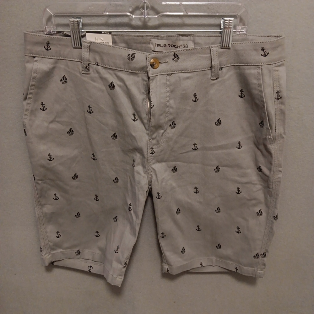 True Rock Gray Anchor Print Men's Shorts Sizec36 NWT